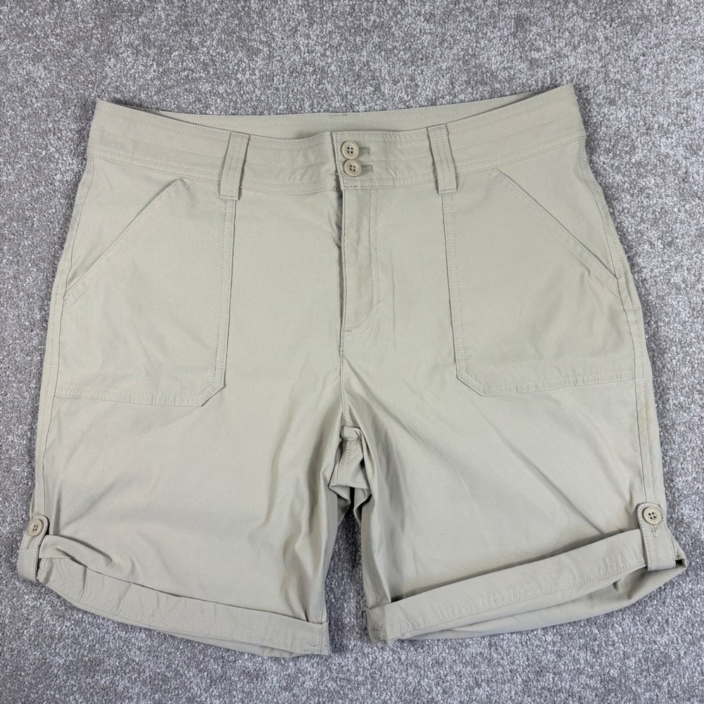 Eddie Bauer Womens Khaki Rolled Hem Bermuda Shorts Size 12 Hiking Outdoor